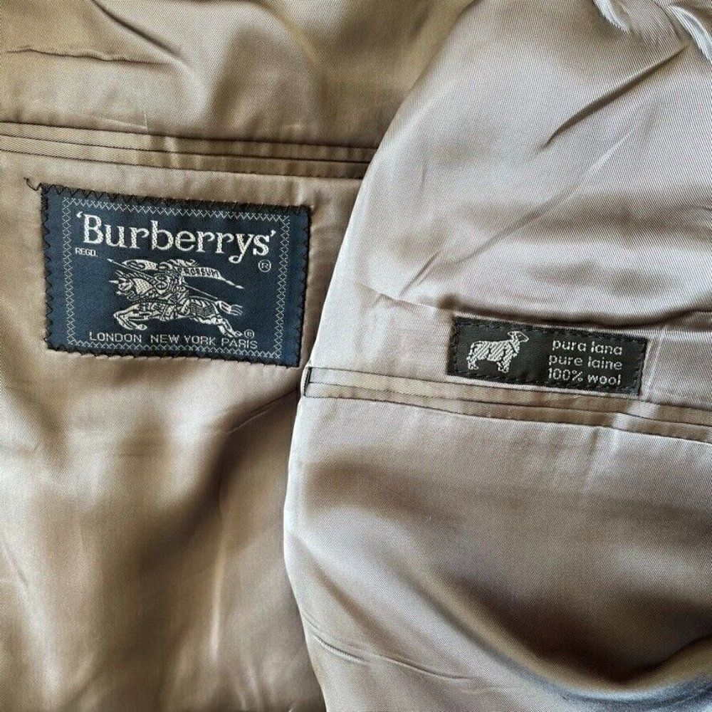 Vintage Mens Burberry Gray Single Breast 100% Wool Oversized Blazer Sz XXL - Picture 2 of 9